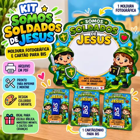 Kit Soldados de Jesus – Moldura Fotográfica e Lembrancinha para BIS — capa do material