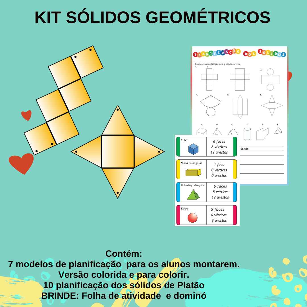 Kit sólidos geométricos - geometria espacial – PDF para Imprimir — capa do material
