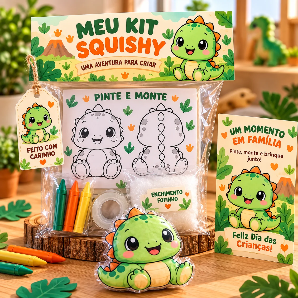 Kit Squishy Infantil para Pintar e Montar – Dia das Crianças — amostra 3: Kit Squishy infantil com 6 modelos para pintar,…