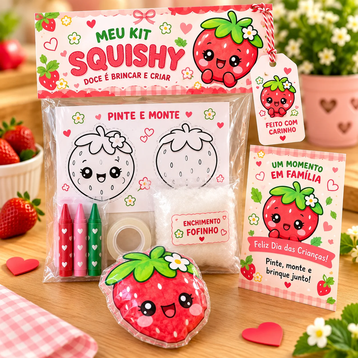 Kit Squishy Infantil para Pintar e Montar – Dia das Crianças — amostra 4: Kit Squishy infantil com 6 modelos para pintar,…