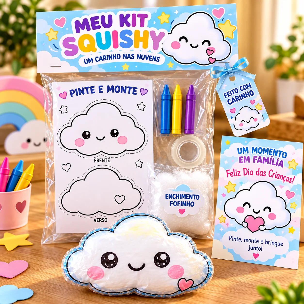 Kit Squishy Infantil para Pintar e Montar – Dia das Crianças — amostra 5: Kit Squishy infantil com 6 modelos para pintar,…