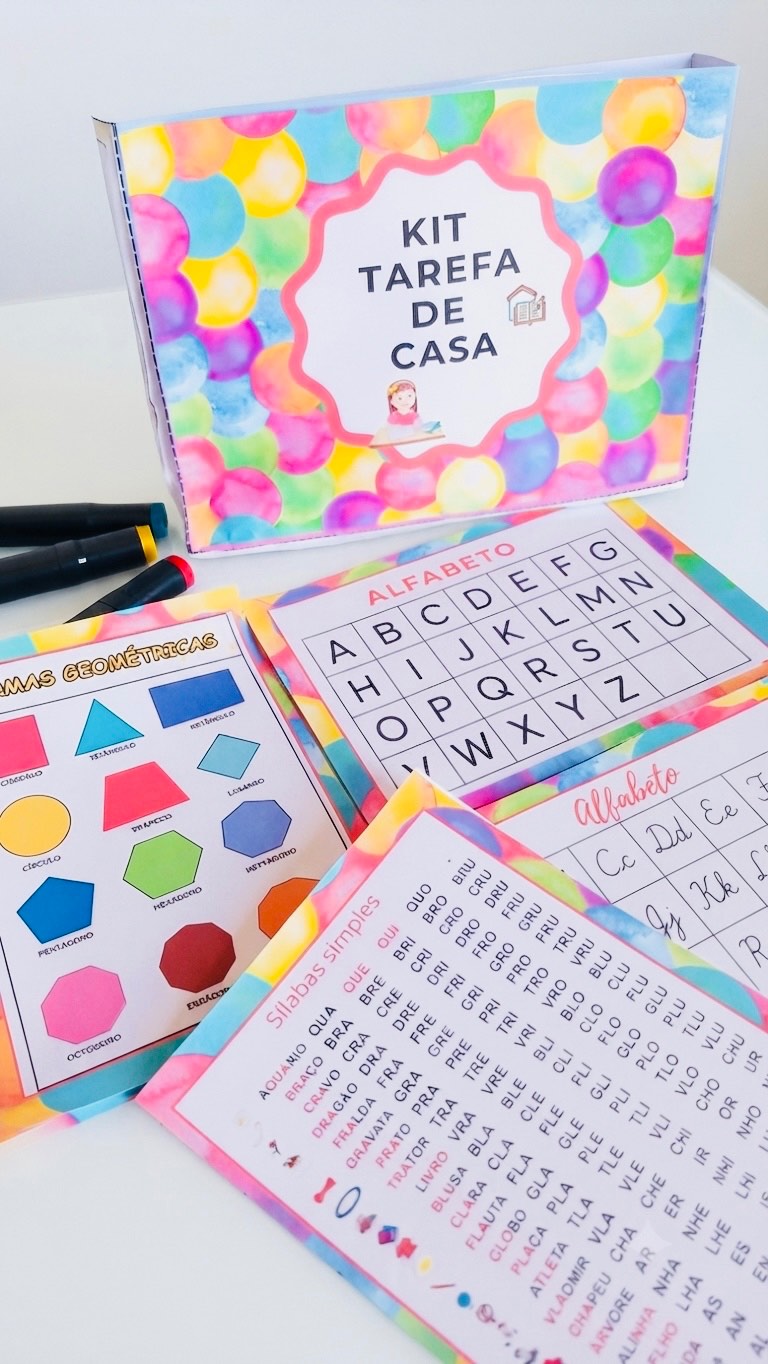 Kit Tarefa de Casa com Fichas de Apoio Escolar para Crianças — amostra 1: Kit pedagógico com fichas de apoio para auxiliar…