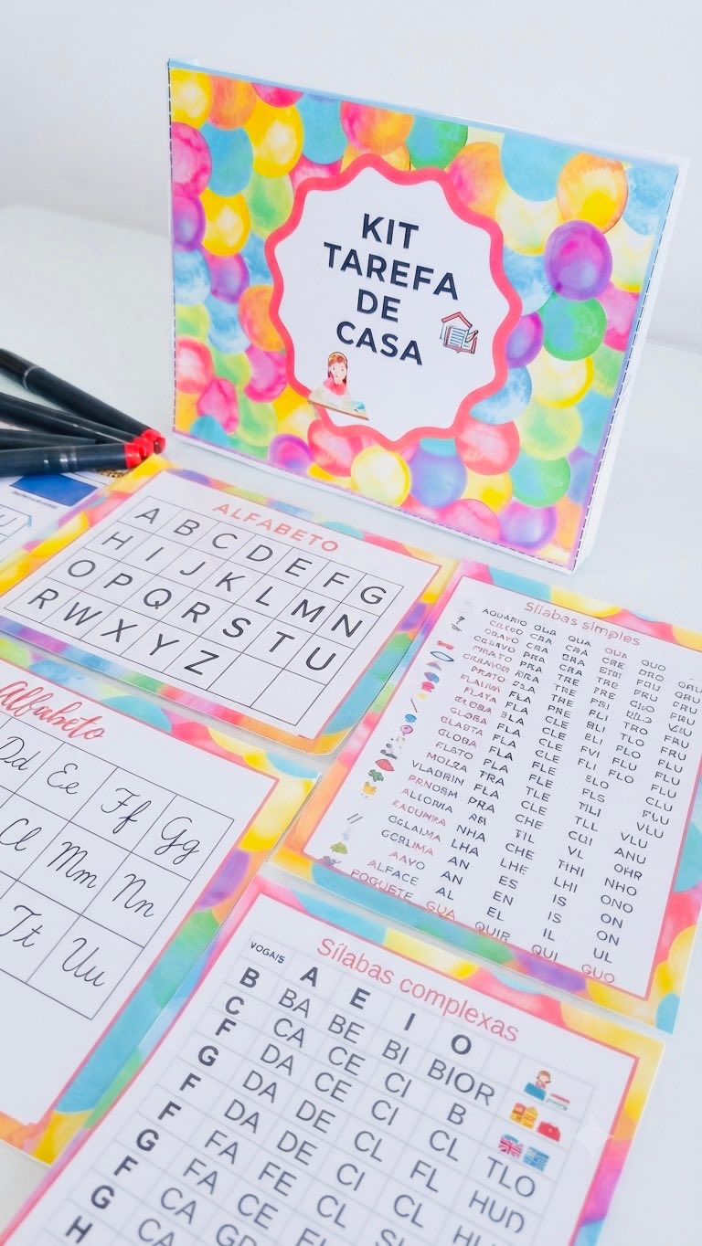 Kit Tarefa de Casa com Fichas de Apoio Escolar para Crianças — amostra 2: Kit pedagógico com fichas de apoio para auxiliar…