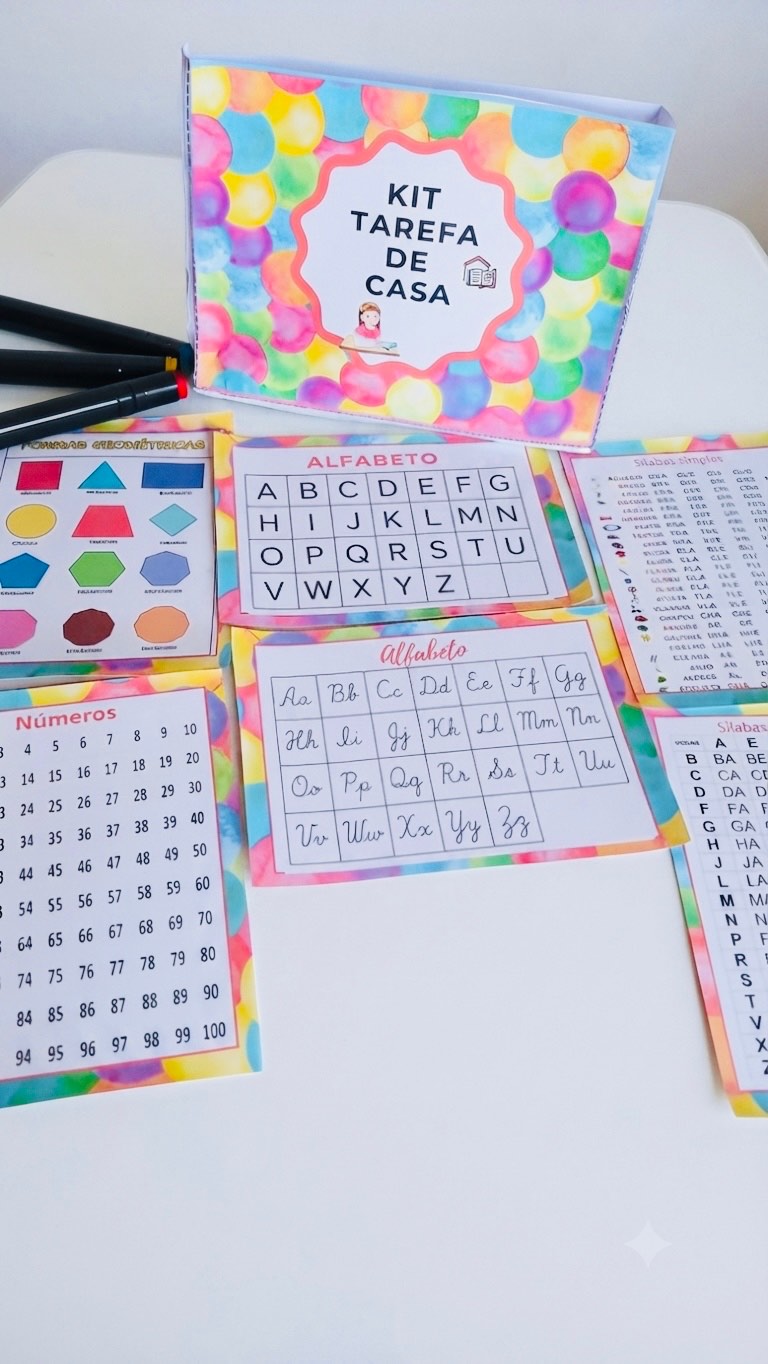 Kit Tarefa de Casa com Fichas de Apoio Escolar para Crianças — amostra 3: Kit pedagógico com fichas de apoio para auxiliar…