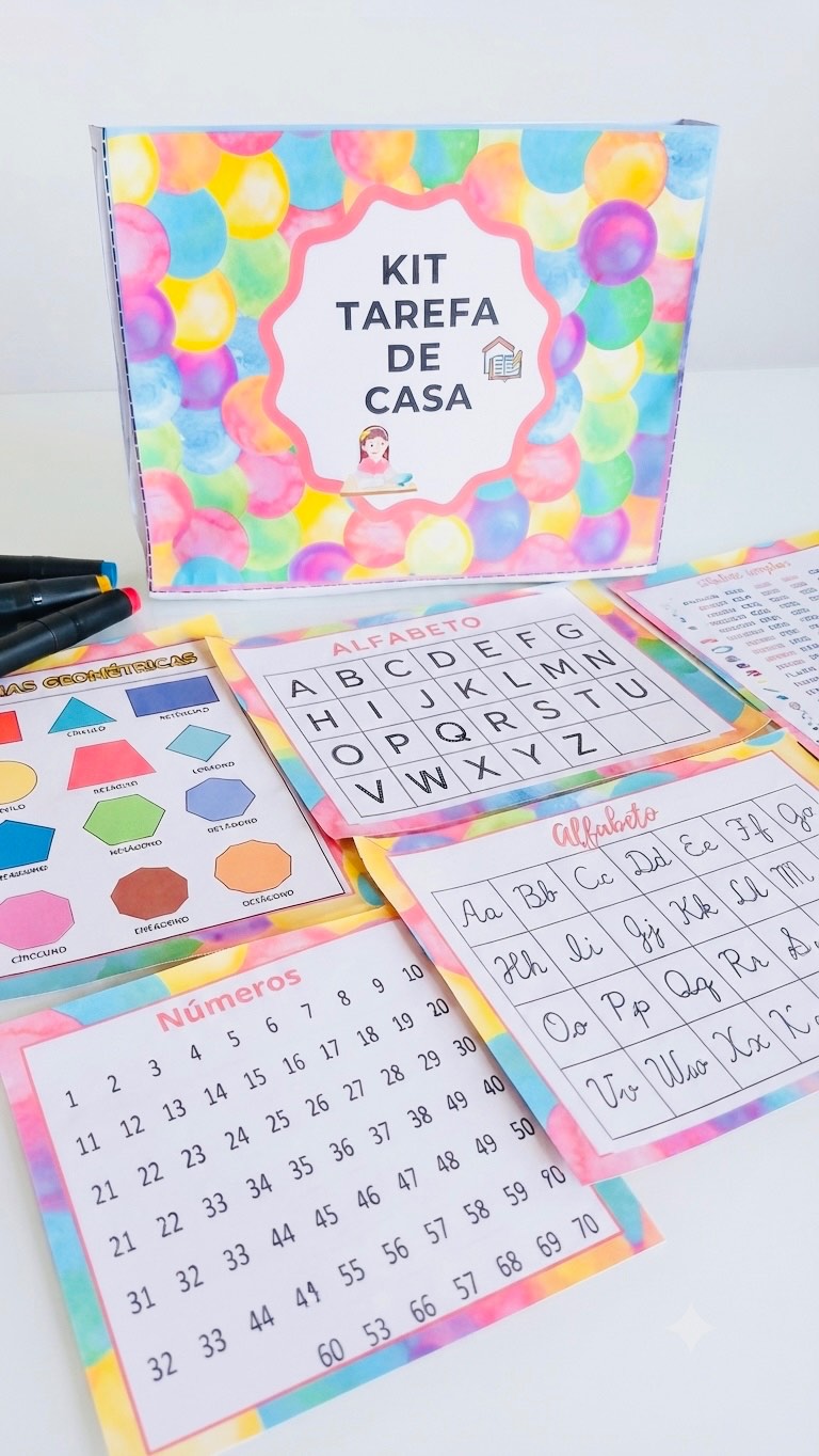 Kit Tarefa de Casa com Fichas de Apoio Escolar para Crianças — amostra 5: Kit pedagógico com fichas de apoio para auxiliar…