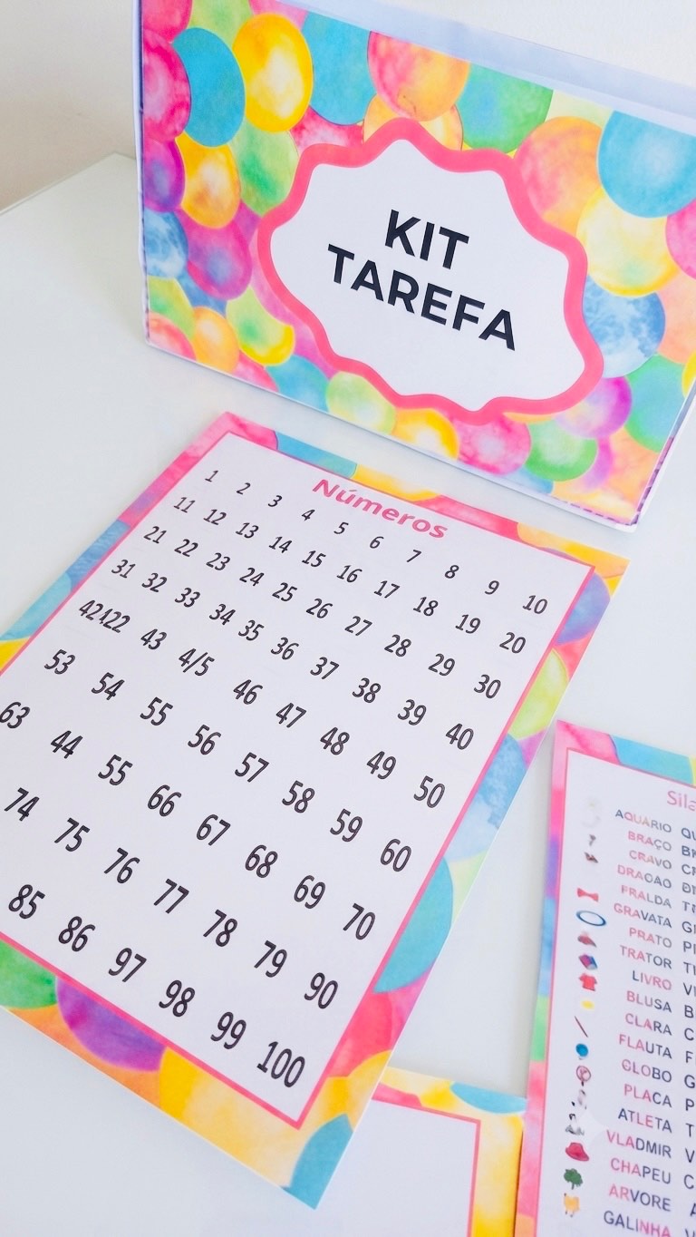Kit Tarefa de Casa com Fichas de Apoio Escolar para Crianças — capa do material