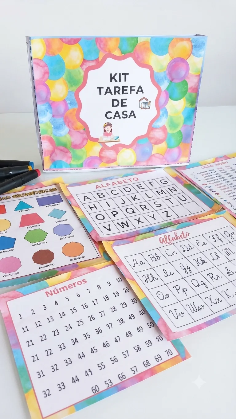 Kit Tarefa de Casa em PDF | Fichas de Apoio para Alfabetização e Aprendizagem — amostra 4: Facilite a rotina de estudos das…