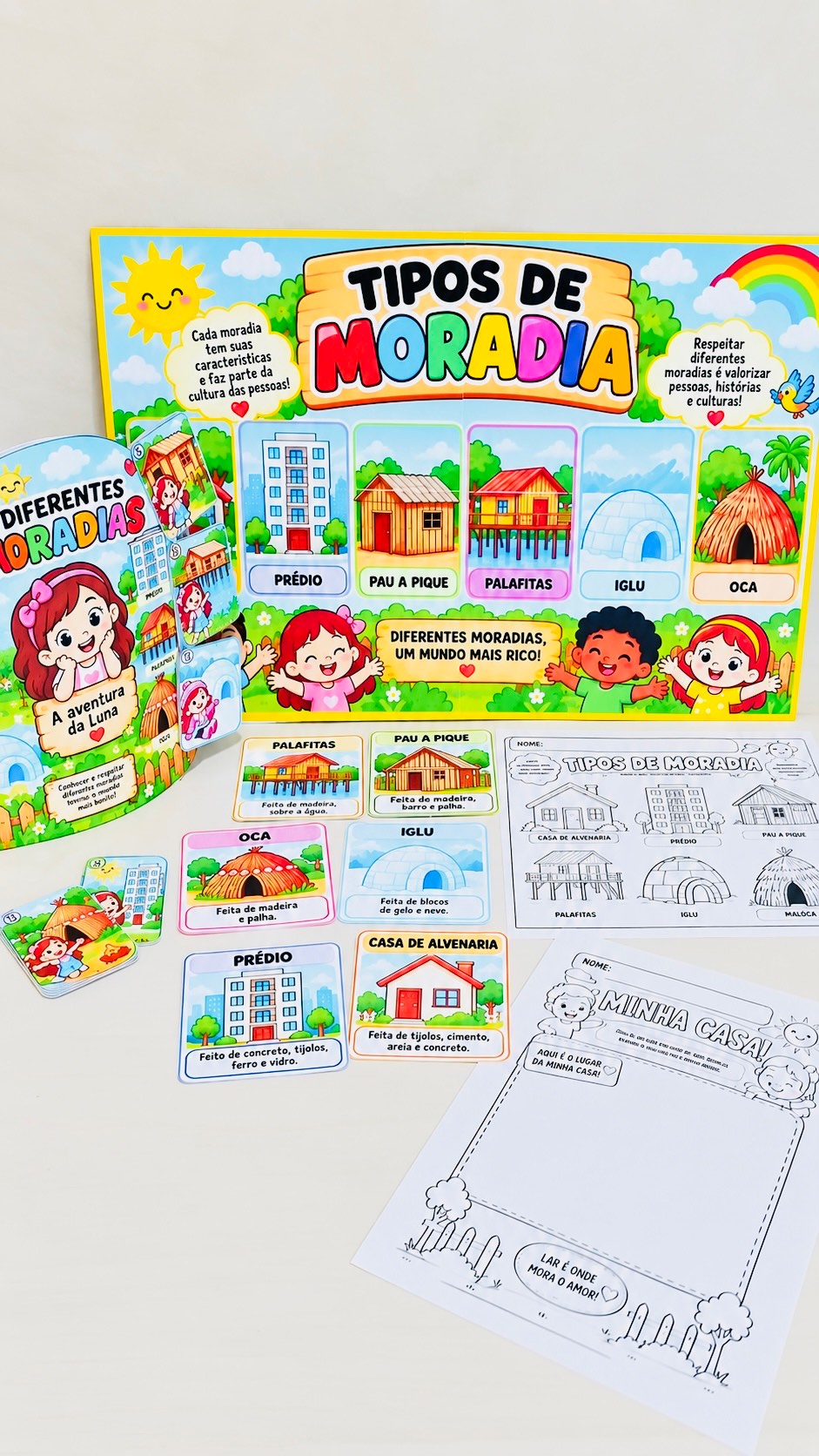 Kit Tipos de Moradia – Atividades, Painel e História Anos Iniciais — amostra 1: Material pedagógico completo para trabalhar…