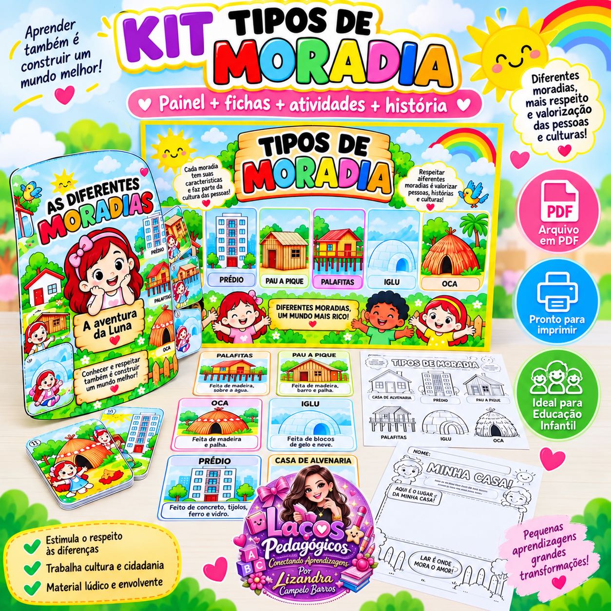 Kit Tipos de Moradia – Atividades, Painel e História Anos Iniciais — capa do material