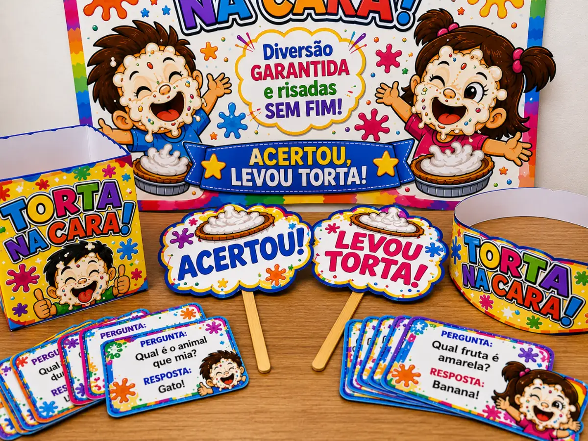 Kit Torta Na Cara-Diversão Garantida — amostra 2: Prepare uma brincadeira superdivertida para o Dia das Crianças! 🎈 O Kit…