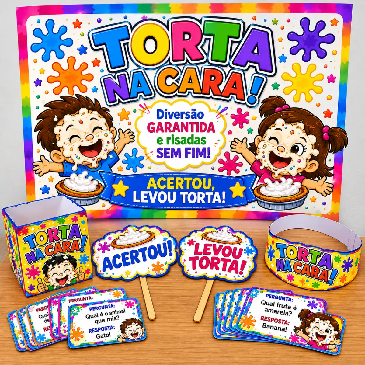 Kit Torta Na Cara-Diversão Garantida — Atividades para 3º ano: Kit Torta na Cara para o Dia das Crianças, com painel, 26…