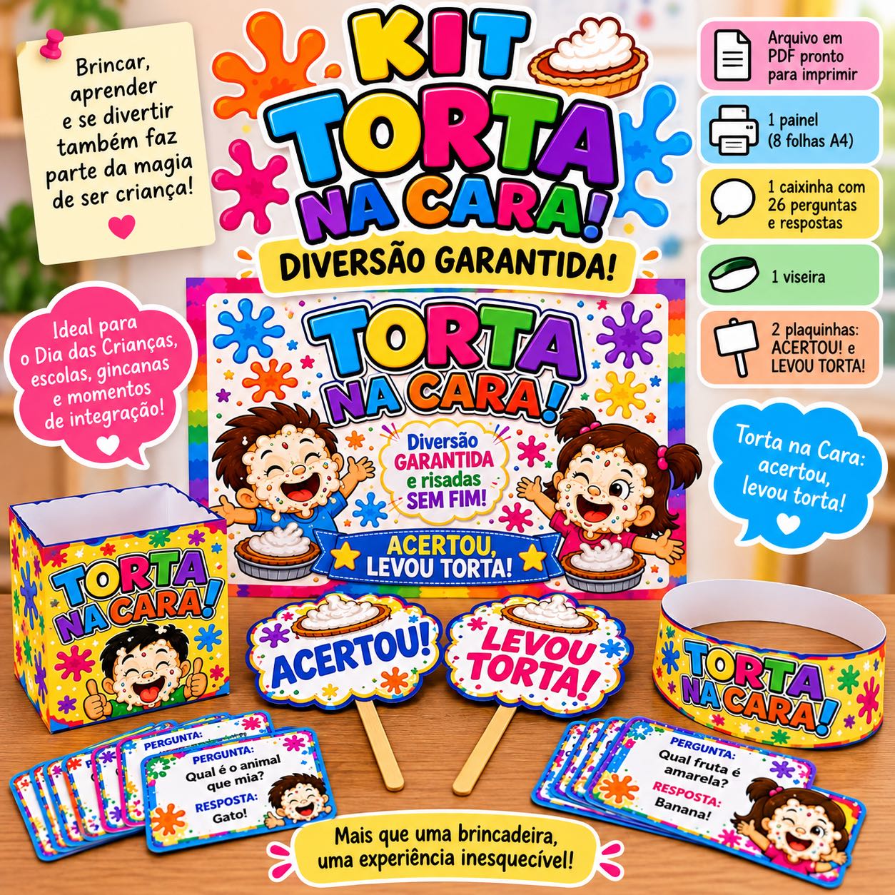 Kit Torta na Cara para Imprimir – Brincadeira Dia das Crianças — capa do material