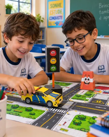 Kit Trânsito para Imprimir e Montar – Trânsito Divertido — amostra 1: O material contém