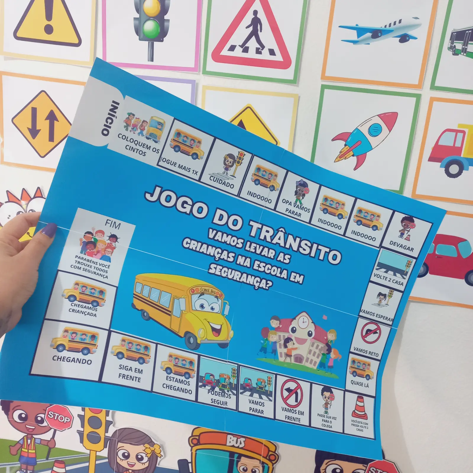 Kit trânsito - PDF – Atividade Pedagógica — Jogos pedagógicos para Todas as séries: Painel tamanho 9 folhas Placas de…