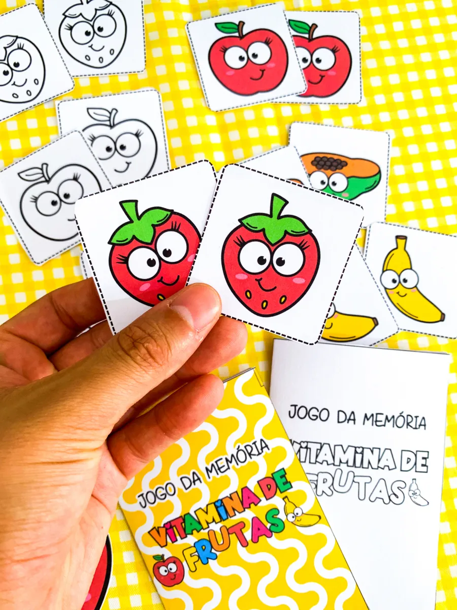 Kit Vitamina de Frutas para Educação Infantil — amostra 2: Kit Vitamina de Frutas com receita ilustrada, jogo da memória e…