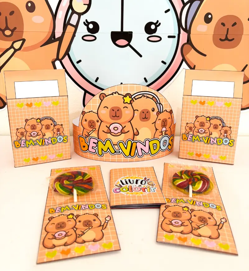 Kit Volta às Aulas Capivara Cute em PDF para Imprimir — amostra 5: Acolha sua turma com o Kit Volta às Aulas Capivara Cute:…