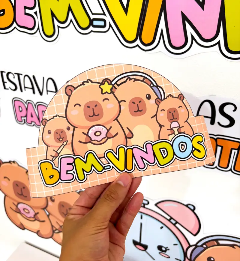 Kit Volta às Aulas Capivara Cute em PDF para Imprimir — amostra 6: Acolha sua turma com o Kit Volta às Aulas Capivara Cute:…