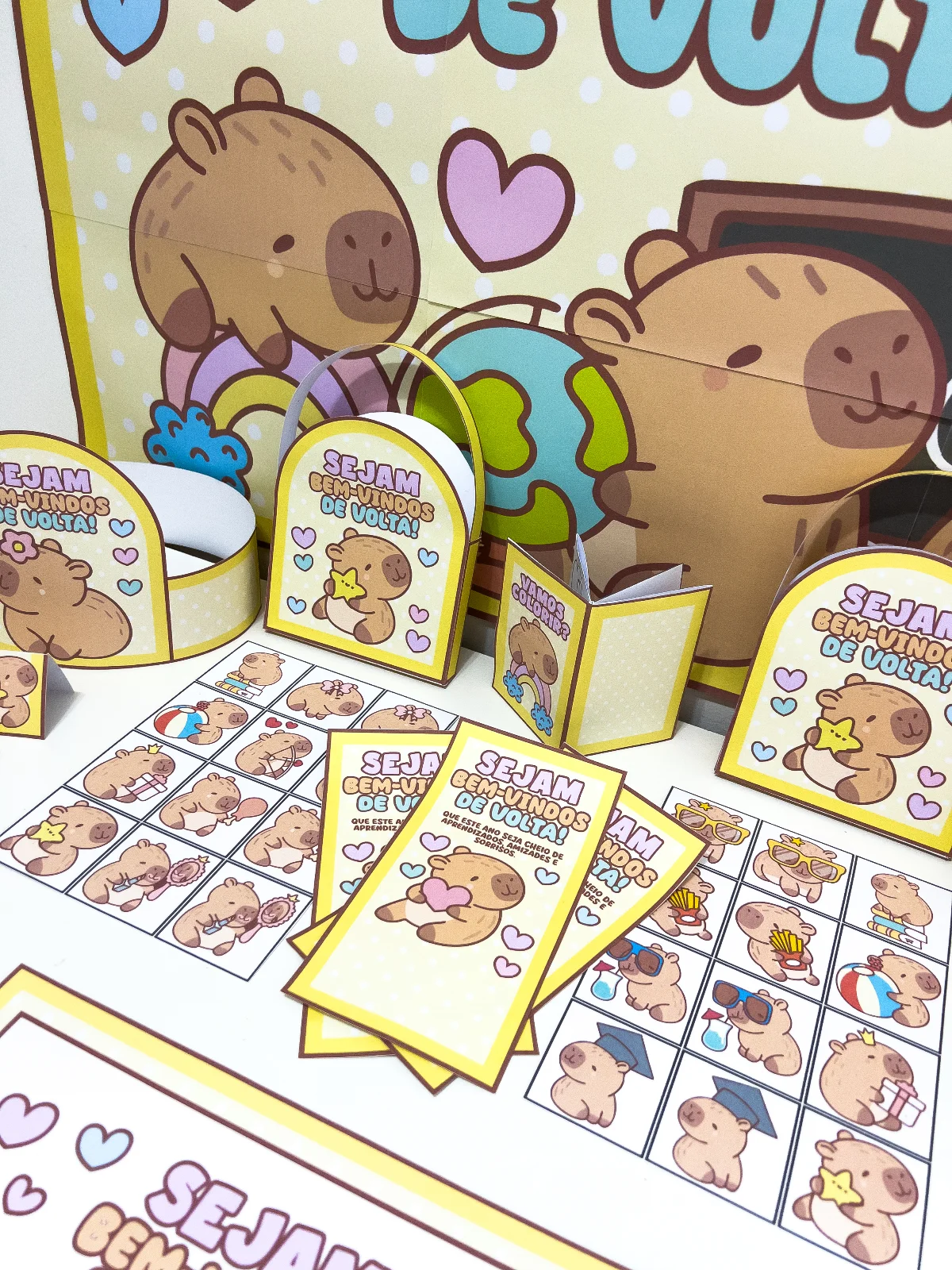 Kit Volta às Aulas Capivara Fofa em PDF | Painel, Coroa, Jogos e Lembrancinhas — amostra 1: O Kit Volta às Aulas – Tema…