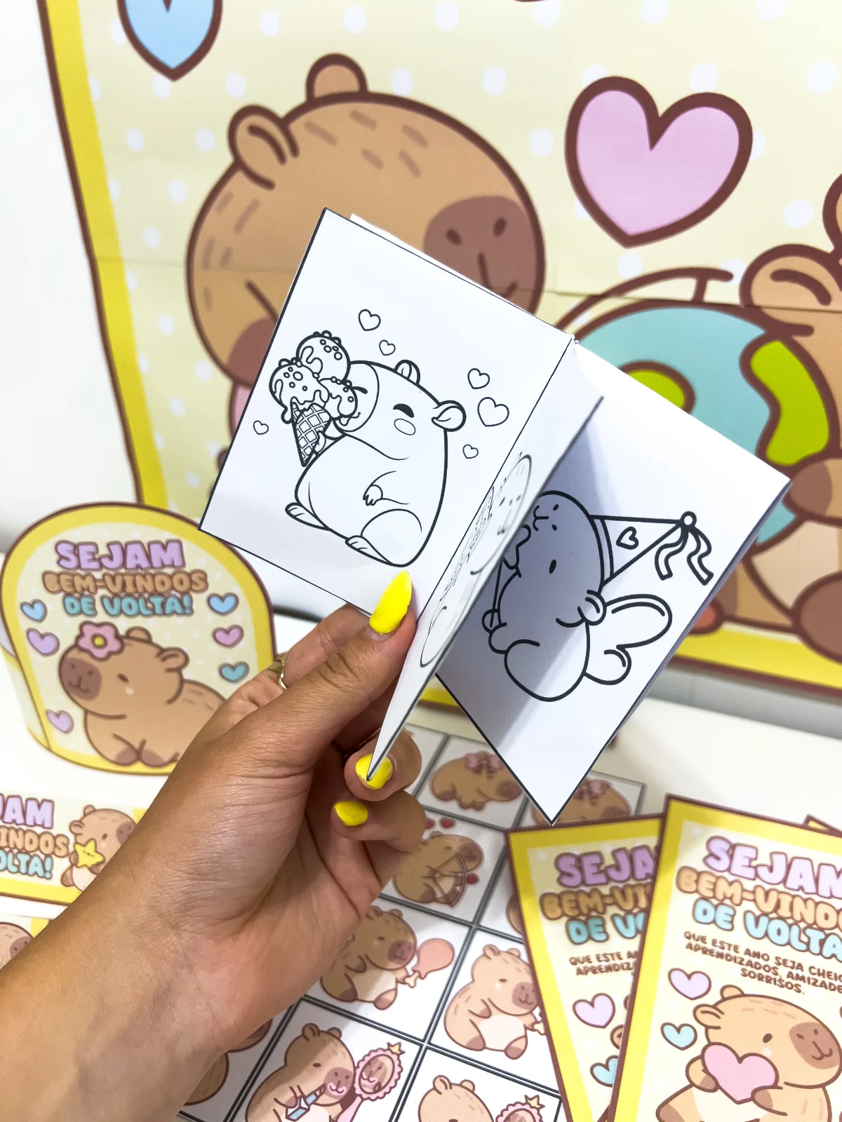 Kit Volta às Aulas Capivara Fofa em PDF | Painel, Coroa, Jogos e Lembrancinhas — amostra 5: O Kit Volta às Aulas – Tema…
