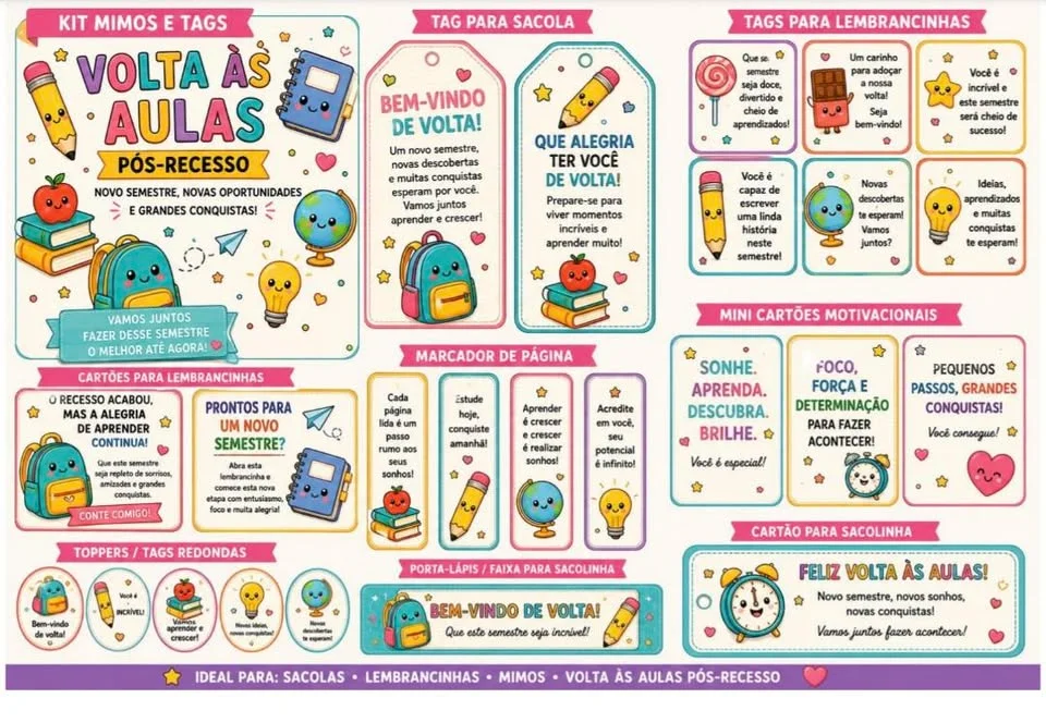 🎒✨Kit Volta às Aulas: O Toque de Carinho Perfeito para Seus Alunos! Em PDF, pronto para imprimir. r🎒✨ — Alfabetização…