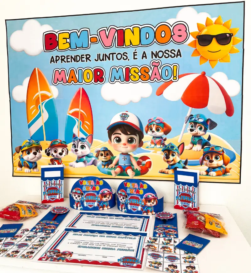 Kit Volta às Aulas Patrulha Canina Pool Party em PDF — Jogos pedagógicos para Educação Infantil: Receba a turma com uma…