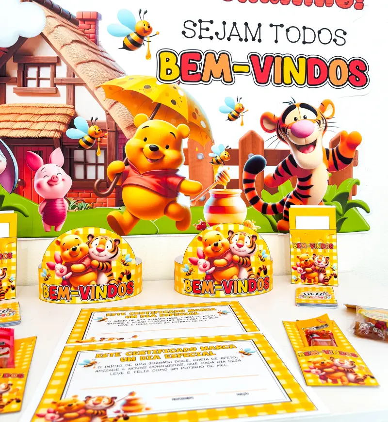 Kit Volta às Aulas Ursinho Pooh em PDF para imprimir — capa do material