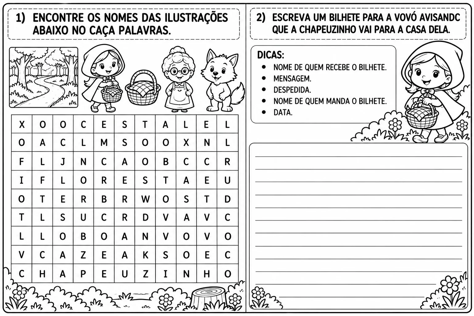 "LÁ VAI CHAPEUZINHO" - ATIVIDADES INSPIRADAS NA MÚSICA DE WEBER LOPES — amostra 4: 3. Segmentação de palavras