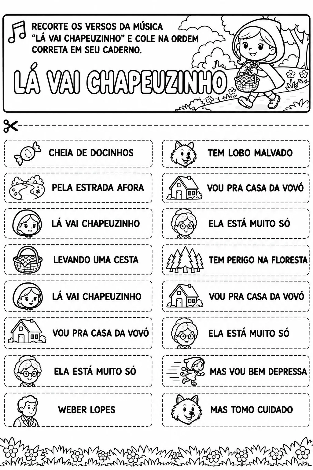 "LÁ VAI CHAPEUZINHO" - ATIVIDADES INSPIRADAS NA MÚSICA DE WEBER LOPES — amostra 5: 4. Caça-palavras