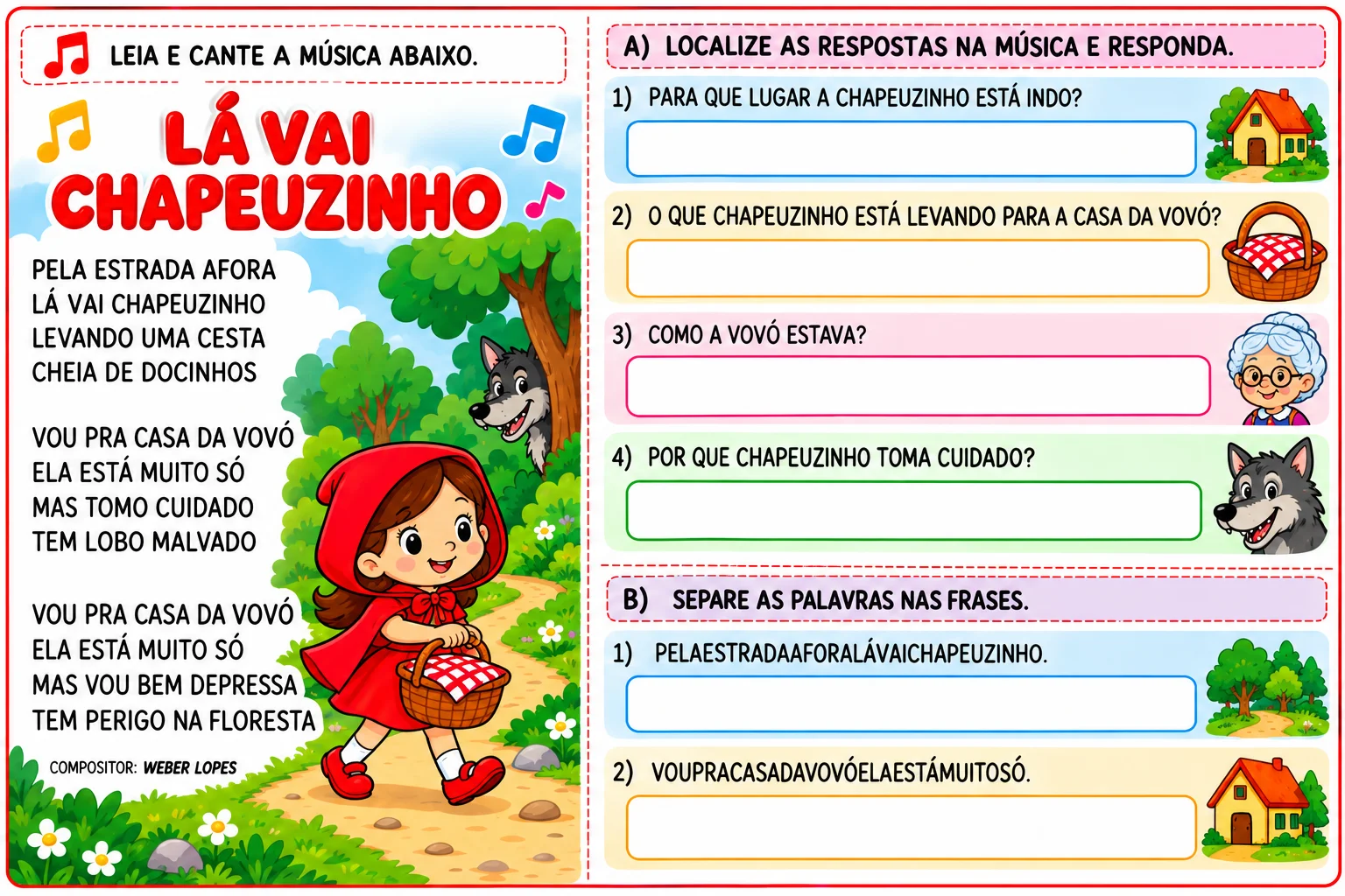 "LÁ VAI CHAPEUZINHO" - ATIVIDADES INSPIRADAS NA MÚSICA DE WEBER LOPES — capa do material
