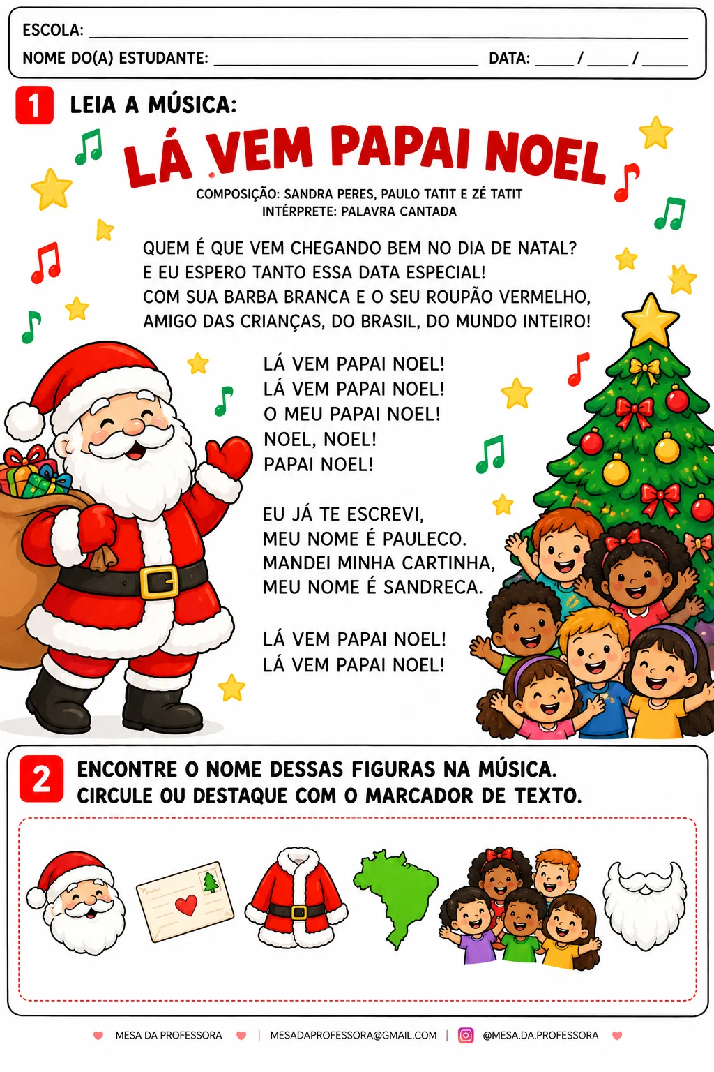 LÁ VEM PAPAI NOEL - ATIVIDADES DE ALFABETIZAÇÃO — Alfabetização para 3º ano: Sequência didática natalina com música,…