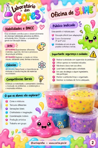 Laboratório das Cores: Oficina de Slime. Ed. Infantil e Ensino F. I — amostra 2: Pronta para fazer com os alunos