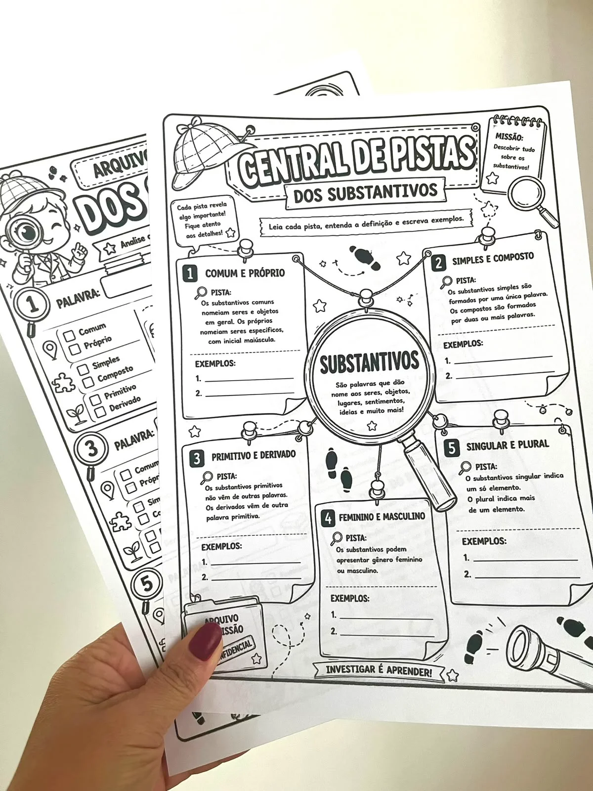 Laboratório dos Substantivos – PDF para Imprimir — amostra 1: 🕵️‍♀️🔎 KIT DETETIVES DOS SUBSTANTIVOS 🔎🕵️‍♂️