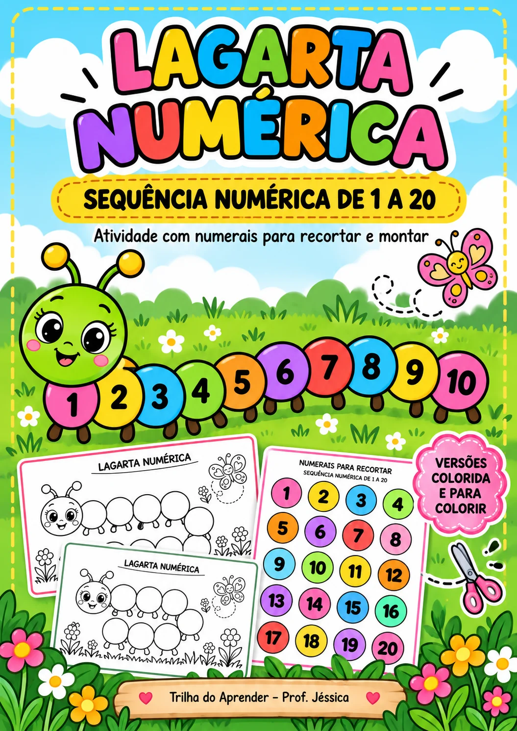 Lagarta Numérica de 1 a 10 e de 11 a 20 – Atividade de Matemática — Alfabetização para Educação Infantil: Lagarta numérica…