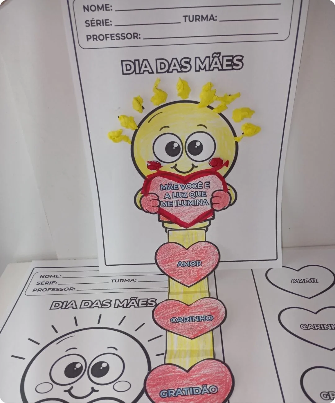 Lâmpada interativa de Dia das Mães para imprimir – Anos Iniciais — amostra 3: O que você recebe no PDF