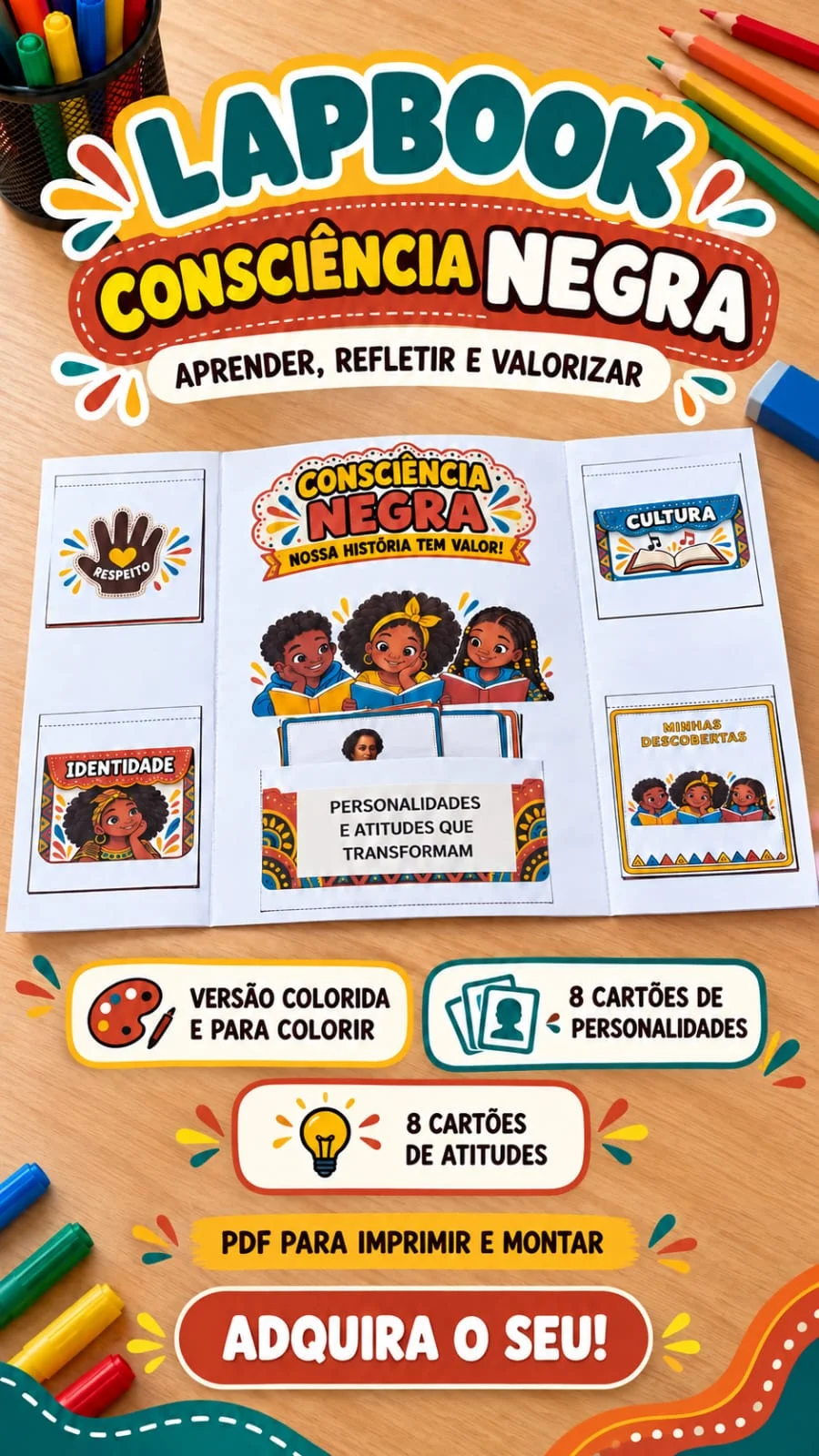 Lapbook Consciência Negra – Atividade Interativa PDF — História para Todas as séries: Lapbook Consciência Negra em PDF com…