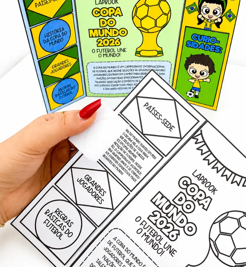 Lapbook Copa do Mundo 2026 para Imprimir e Montar — amostra 1: Lapbook Copa do Mundo 2026: futebol e aprendizagem