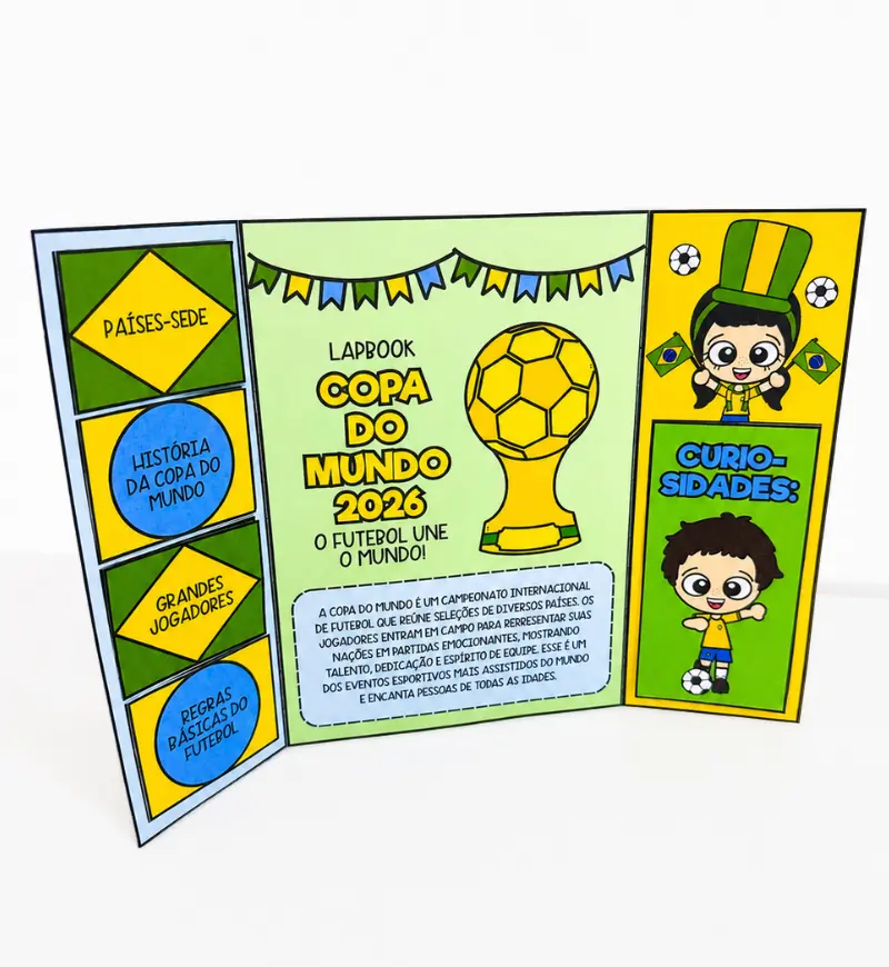Lapbook Copa do Mundo 2026 para Imprimir e Montar — amostra 3: Como usar o lapbook em sala de aula