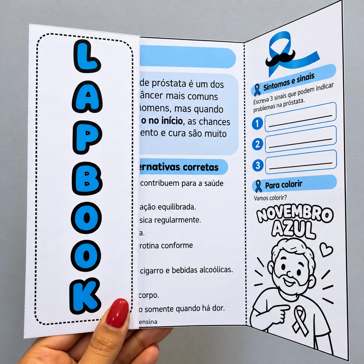 Lapbook Novembro Azul - Atividades sobre Saúde e Conscientização — amostra 1: O Lapbook Novembro Azul é um recurso…