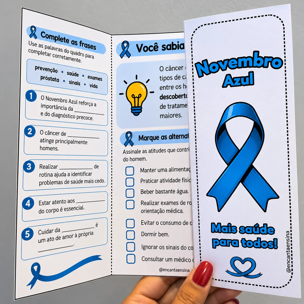 Lapbook Novembro Azul - Atividades sobre Saúde e Conscientização — amostra 2: Lapbook Novembro Azul com atividades…