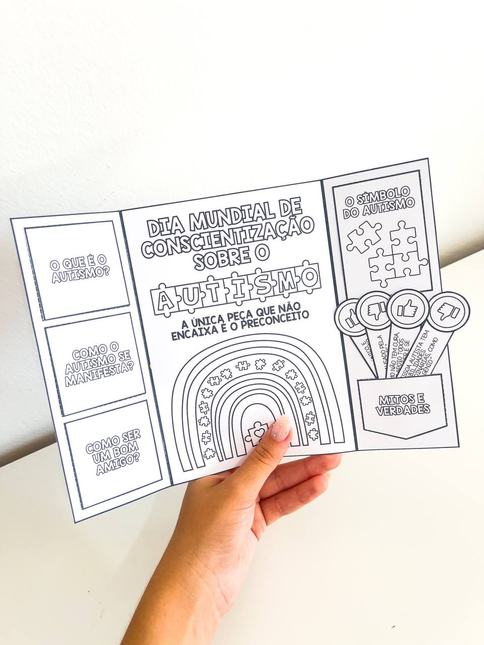 Lapbook de autismo para imprimir – 3º ano — amostra 1: Uma atividade impressa para conversar sobre autismo