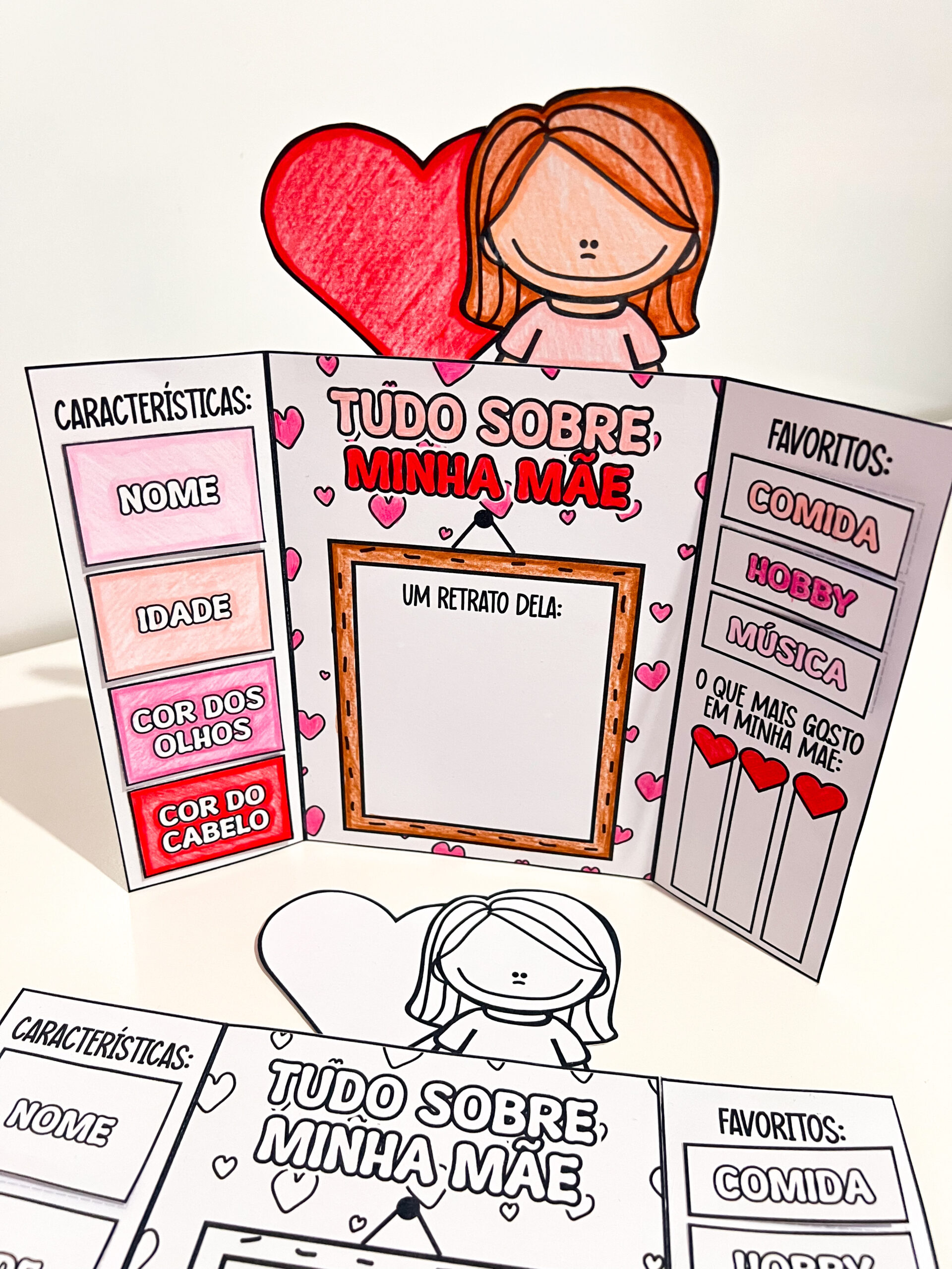 Lapbook de Dia das Mães para imprimir — Anos Iniciais — amostra 3: O que está disponível no PDF