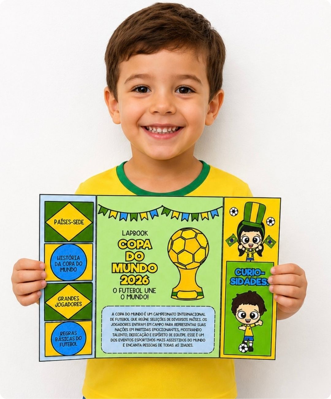 Lapbook de futebol para imprimir – Copa do Mundo 2026 — amostra 1: Do arquivo impresso à participação da turma
