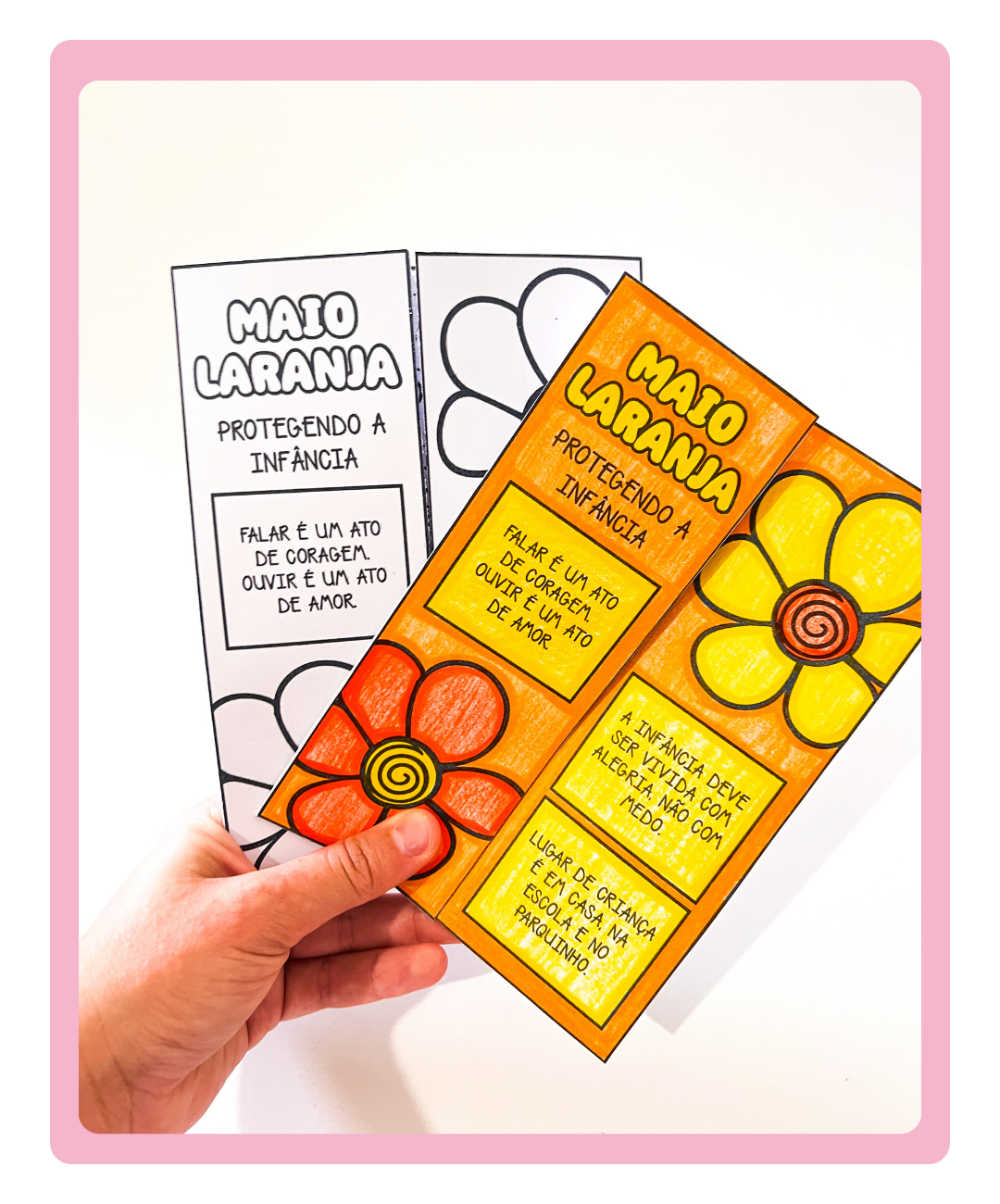 Lapbook de Maio Laranja para imprimir — amostra 1: Uma atividade impressa para abordar o Maio Laranja