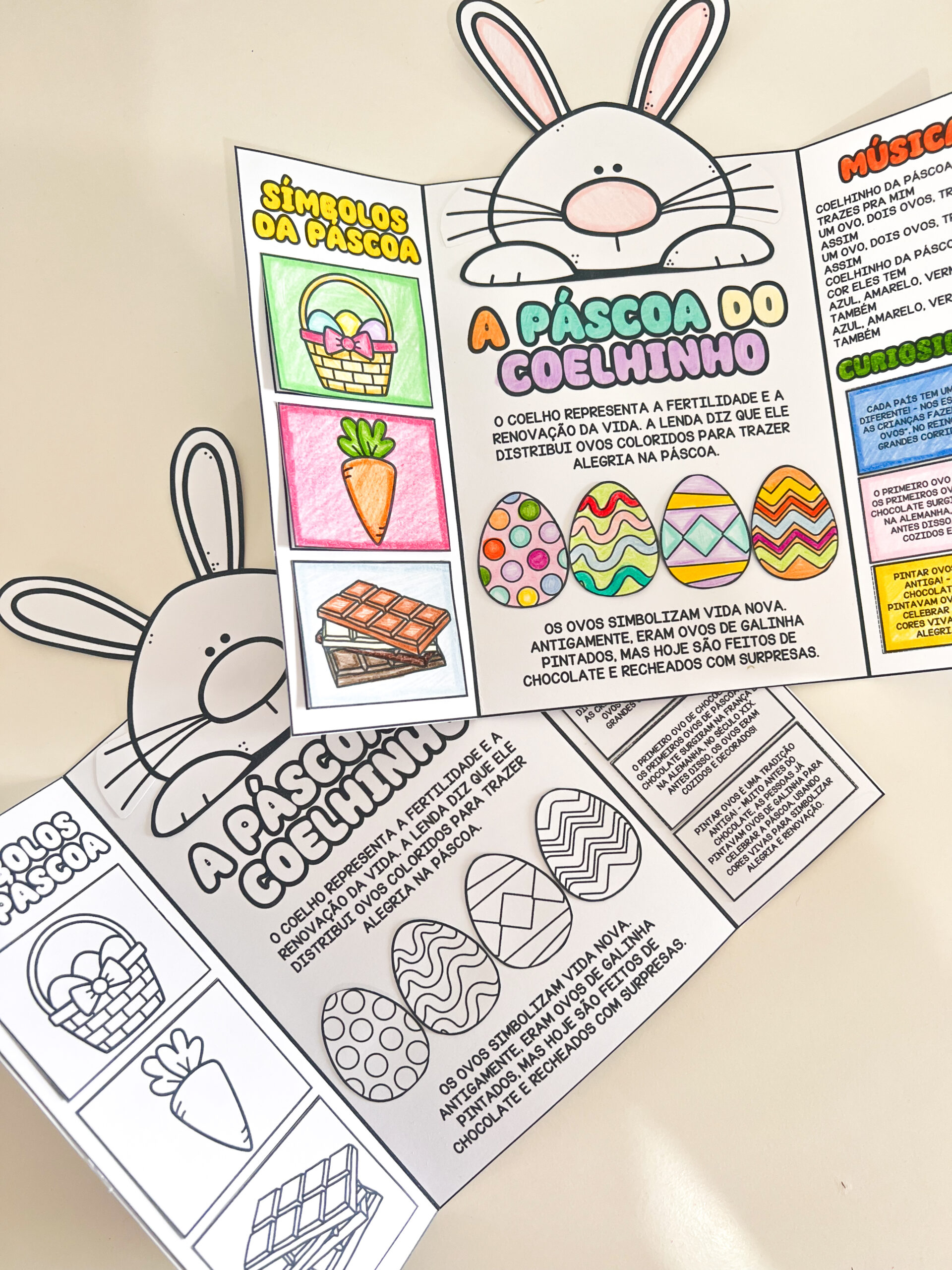 Lapbook de Páscoa com coelho para imprimir — amostra 2: Como organizar a aplicação em sala