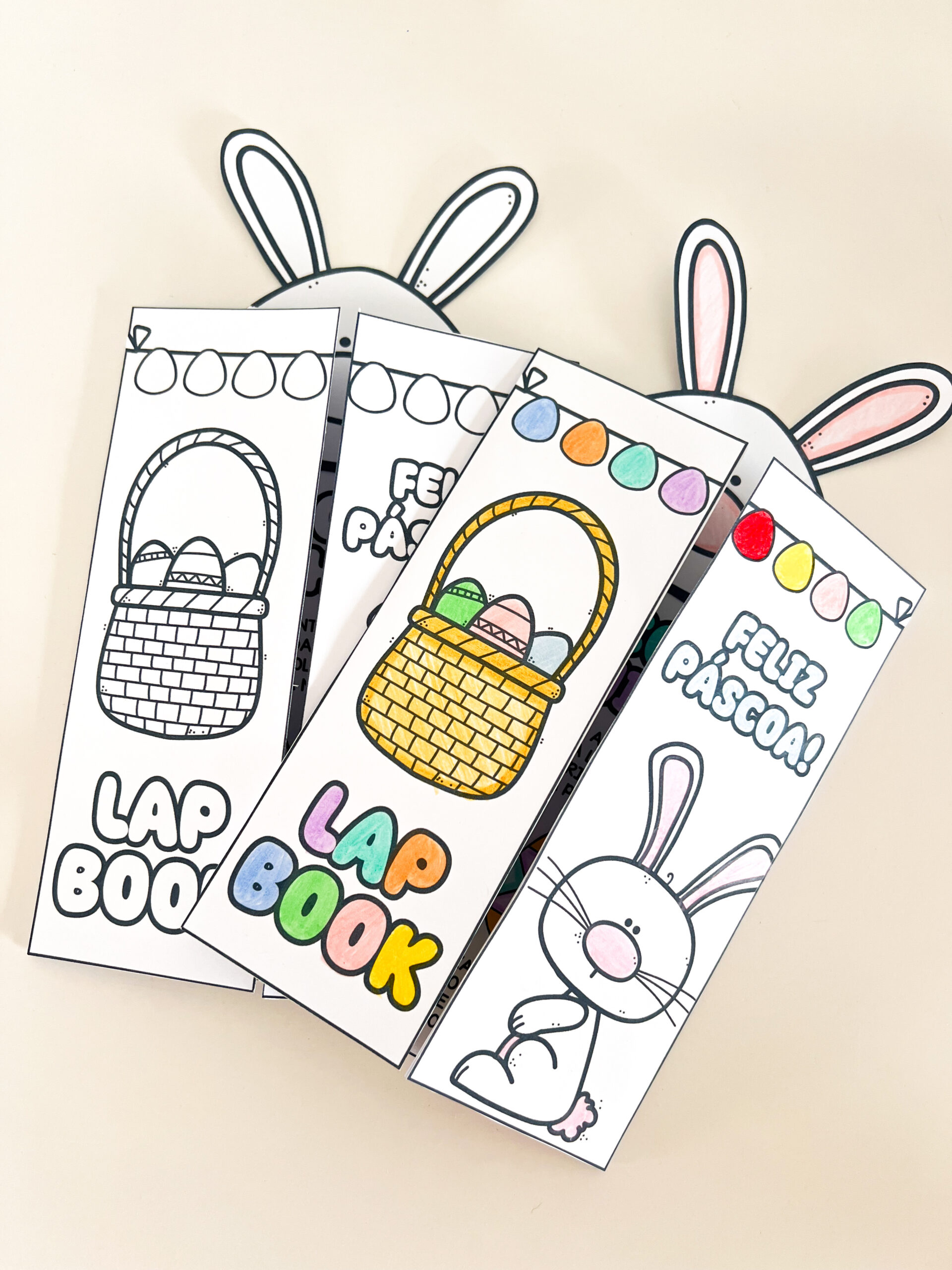 Lapbook de Páscoa com coelho para imprimir — amostra 3: O que o PDF oferece
