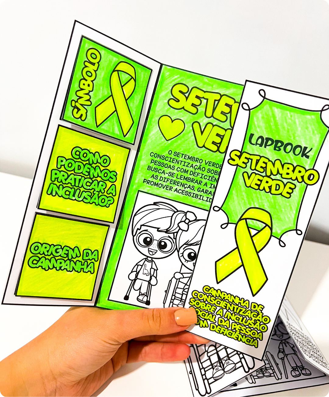 Lapbook de Setembro Verde para imprimir — amostra 1: Uma atividade impressa para conversar sobre inclusão