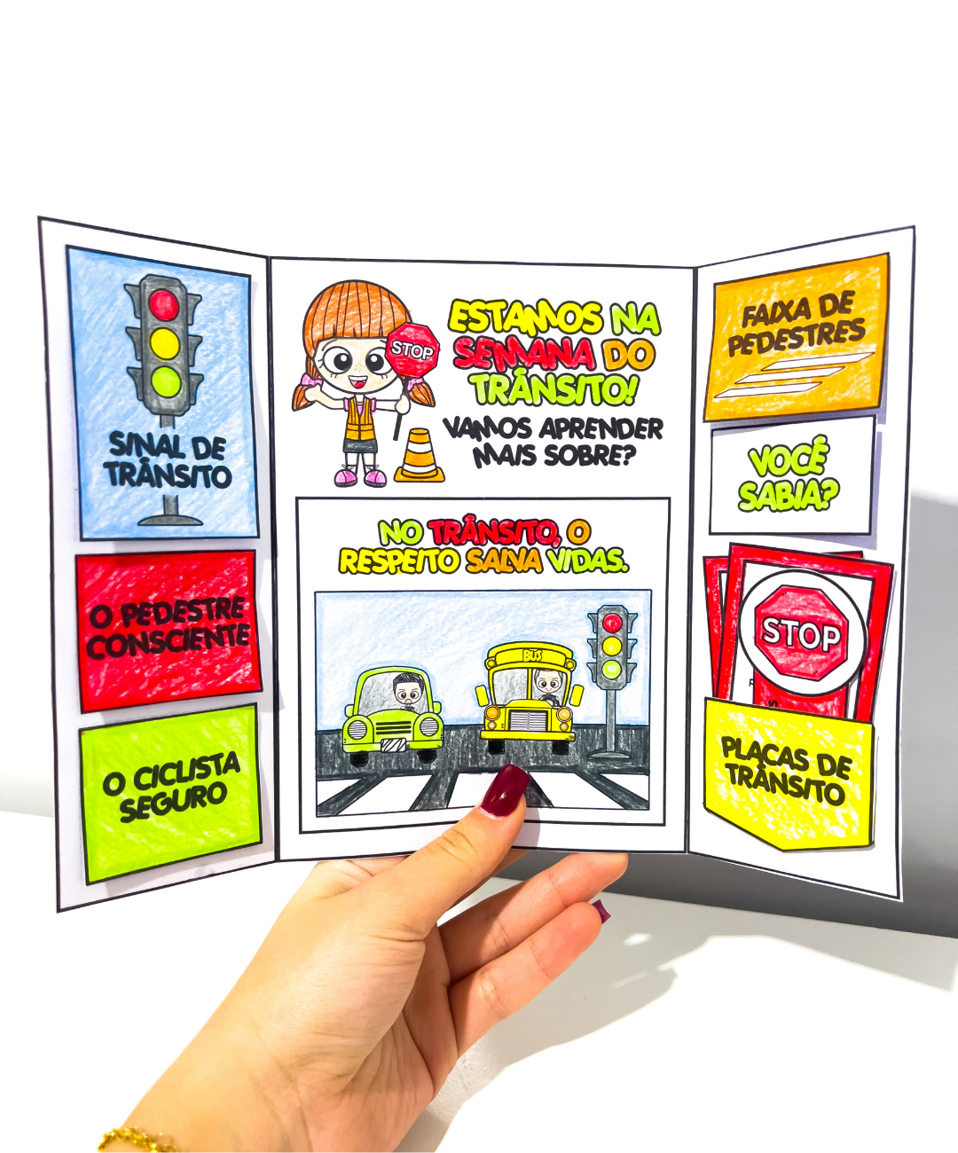 Lapbook de trânsito para imprimir nos anos iniciais — amostra 2: Como conduzir a atividade em sala