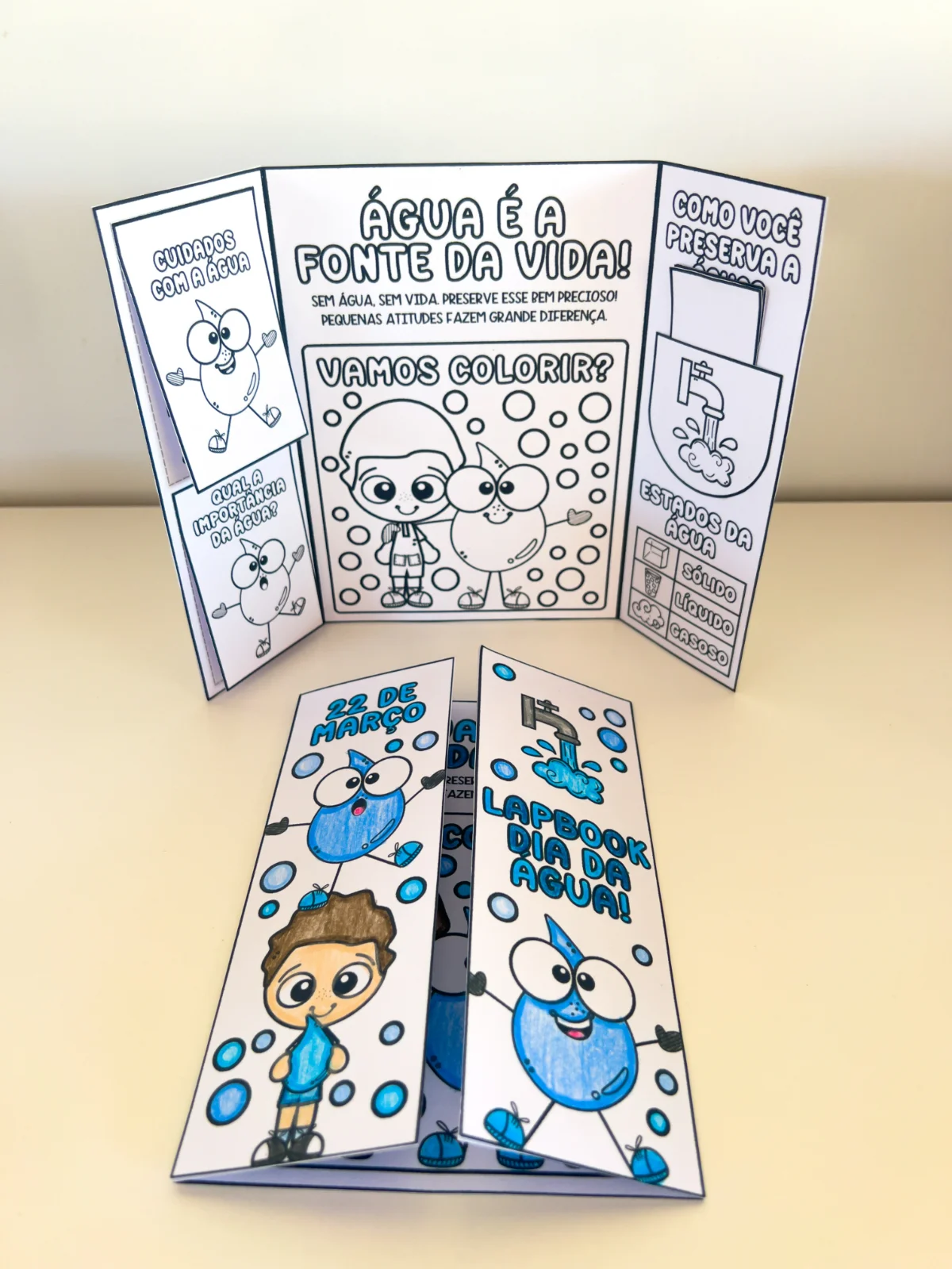 Lapbook Dia da Água – Material Pedagógico — amostra 2: Neste arquivo contém o modelo do lapbook em preto e branco para…