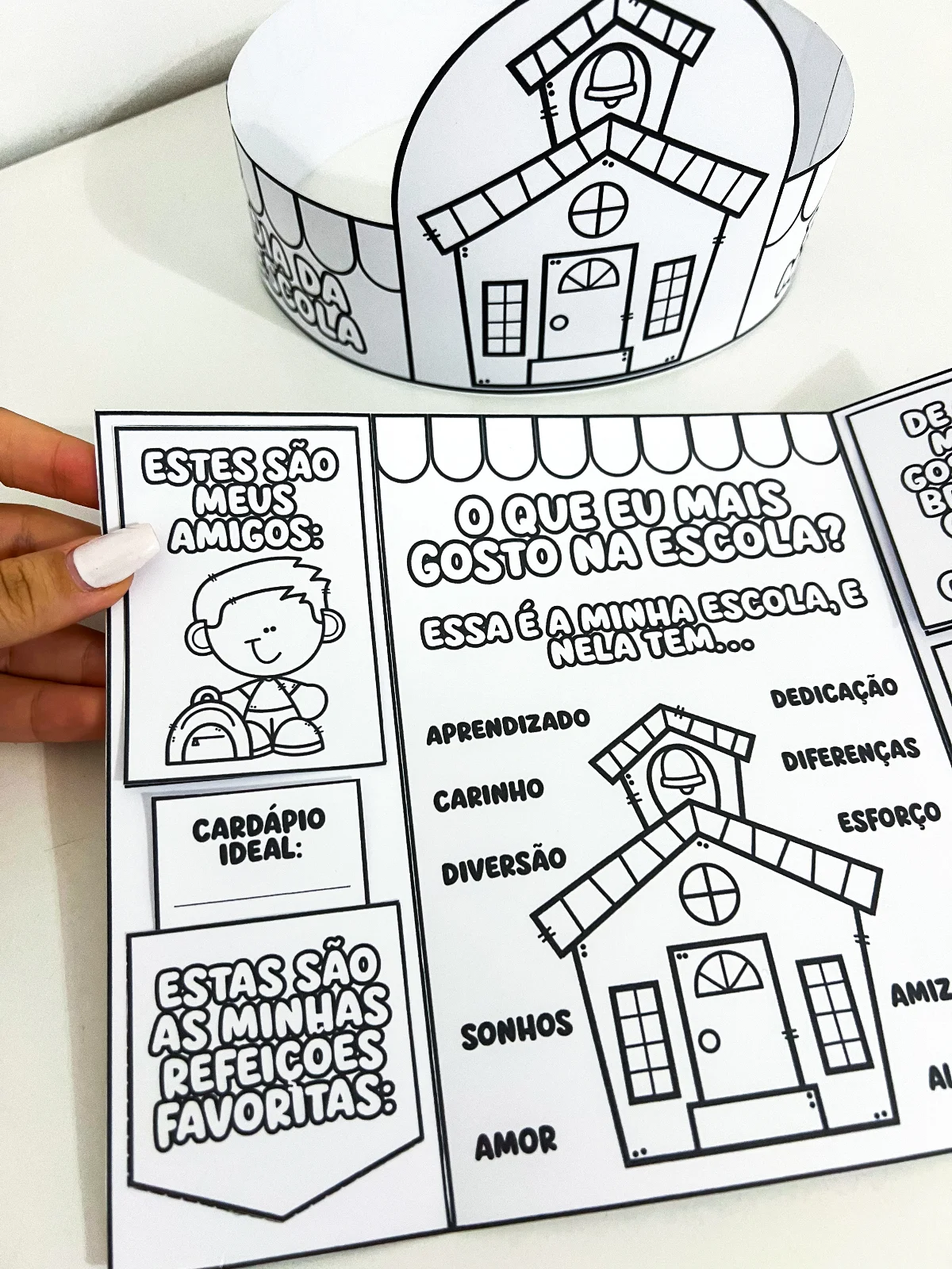 Lapbook Dia da Escola + Coroa para Colorir | Atividade Interativa Educação Infantil — amostra 5: O Lapbook e Coroa Dia da…