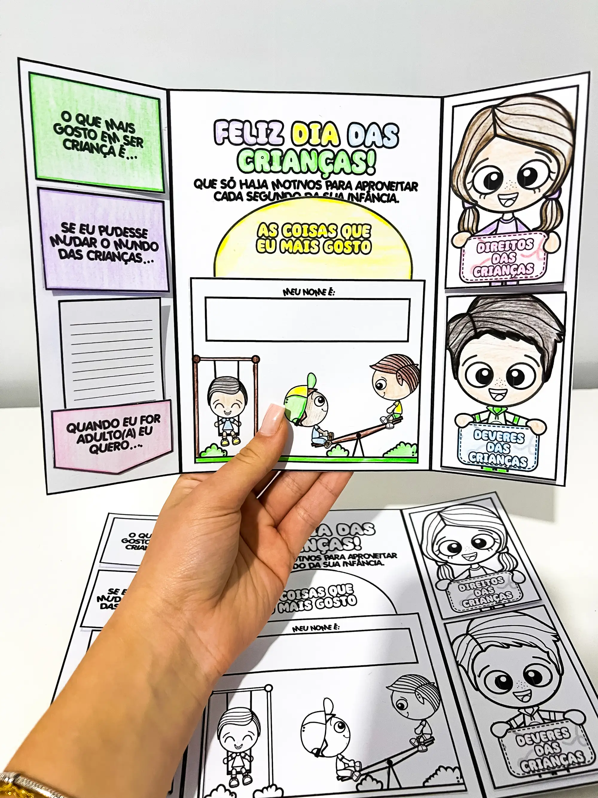 Lapbook Dia das Crianças – Atividade para Colorir — amostra 2: Lapbook educativo e divertido para trabalhar o Dia das…